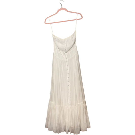 NEW P. Cill Women's Size Small Off White Strapless Maxi Button-Down Tiered Dress