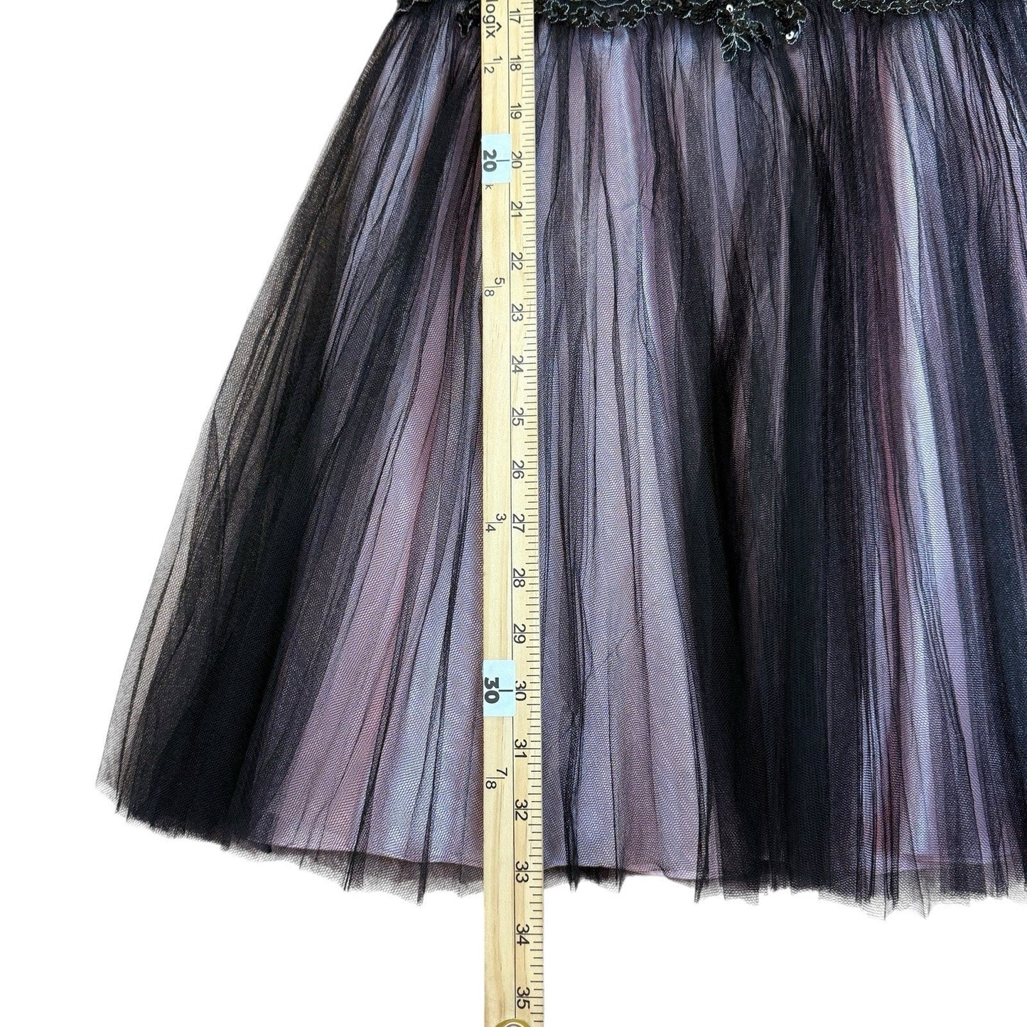 Alyce Paris Black Lace Tulle Fit Flare Dress Size 4 Women's