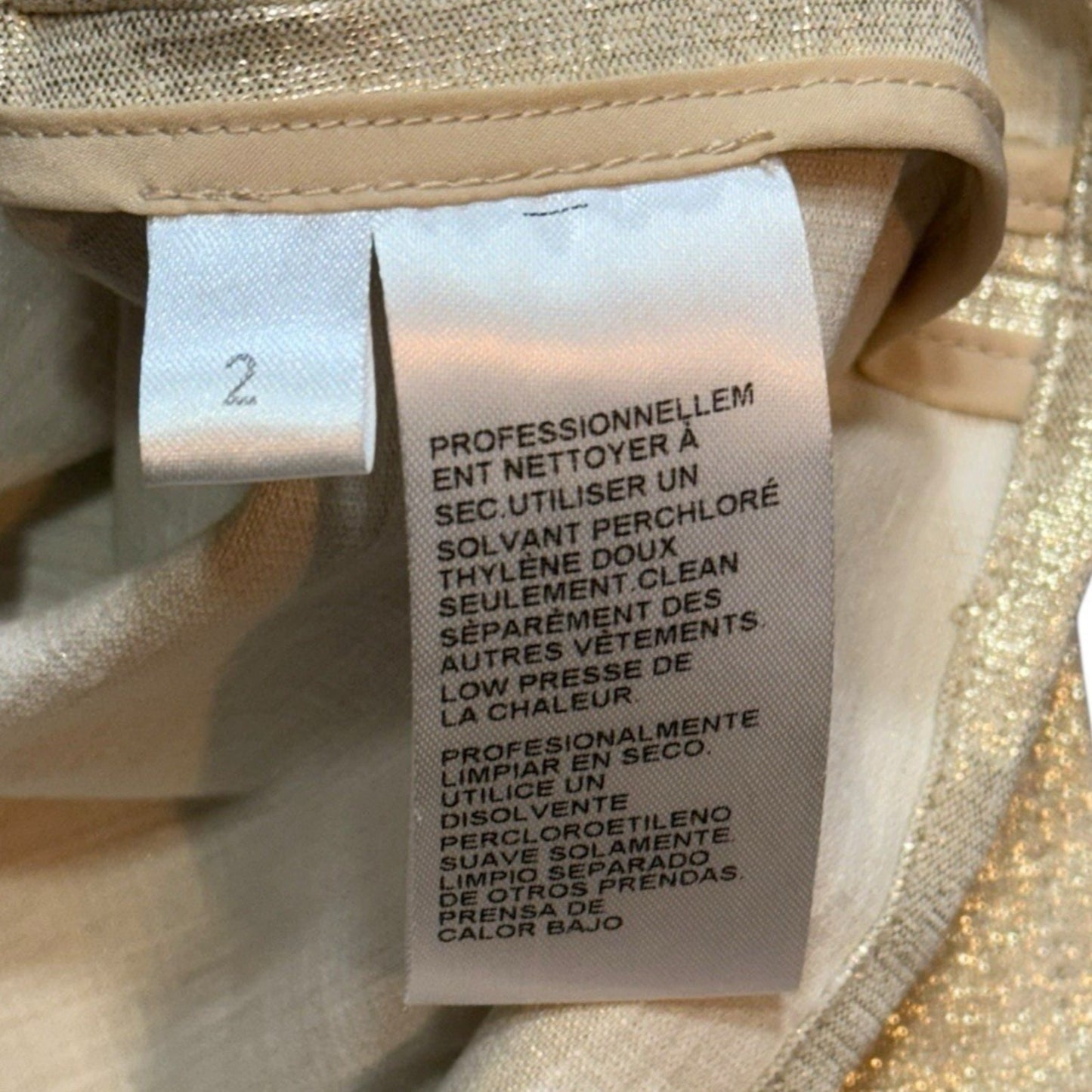 Doncaster Collection Gold Metallic Linen Blend Belted Jacket & Pants Set Sz 2 Women's SUIT, SET