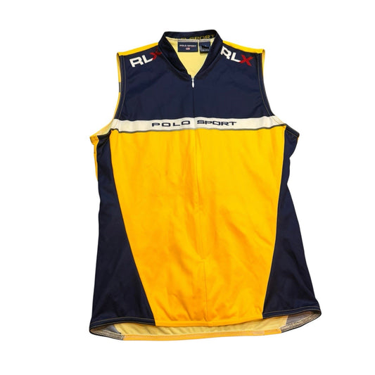 Ralph Lauren Polo Sport RLX Cycling Vests Yellow Navy Zip Front Men’s Size Large