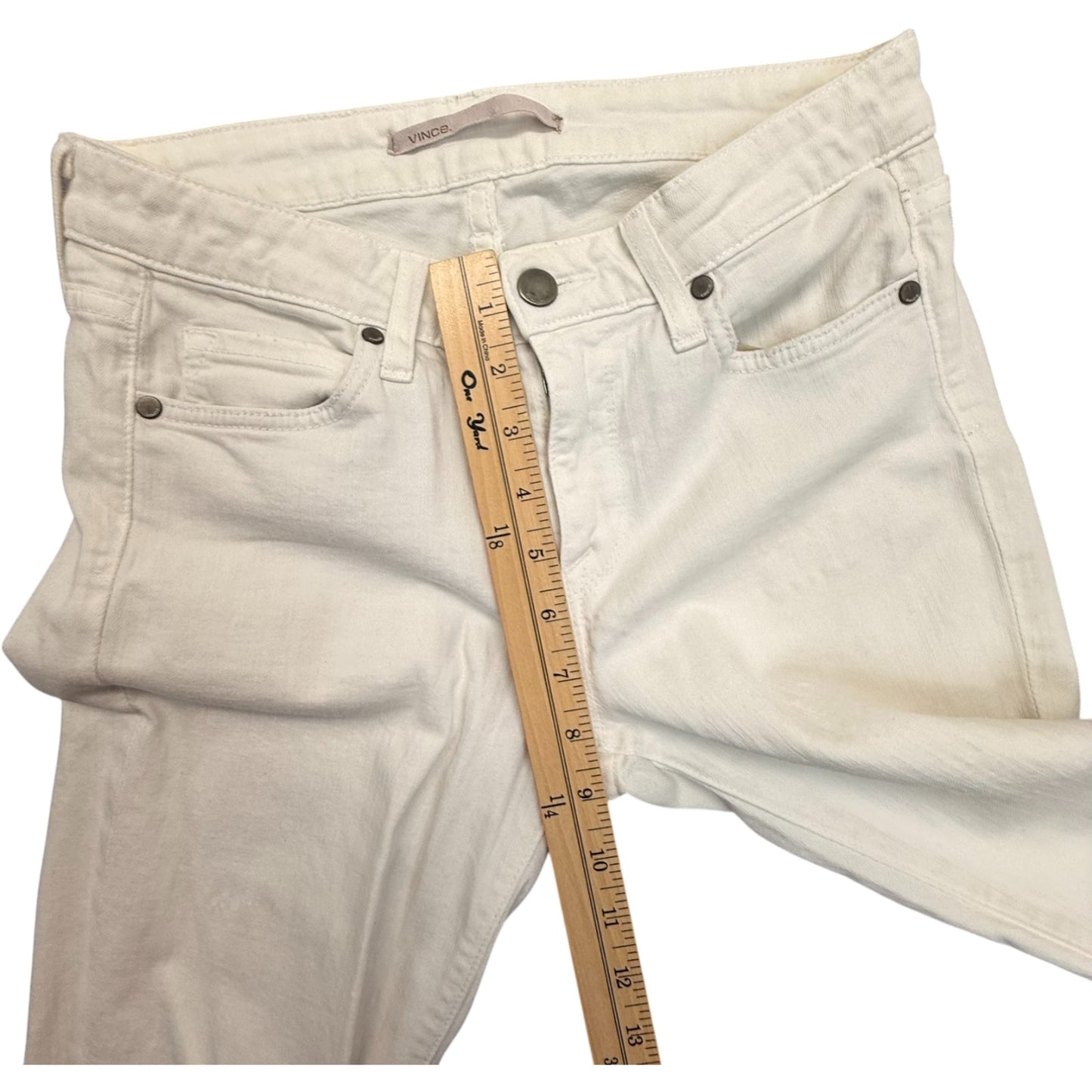 Vince Women's Skinny Jeans Size 28 Cream Ivory Stretch Denim Ankle Zip