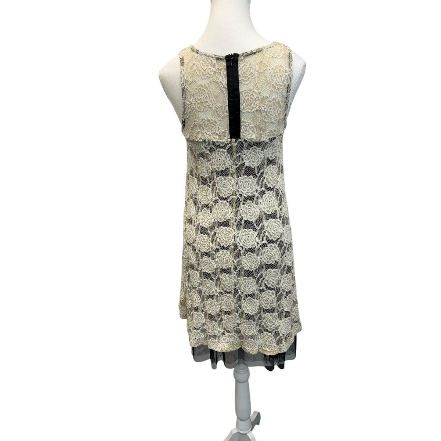Hazel Ivory Lace Lined Stunning Dress Size Small Knee Length Women's