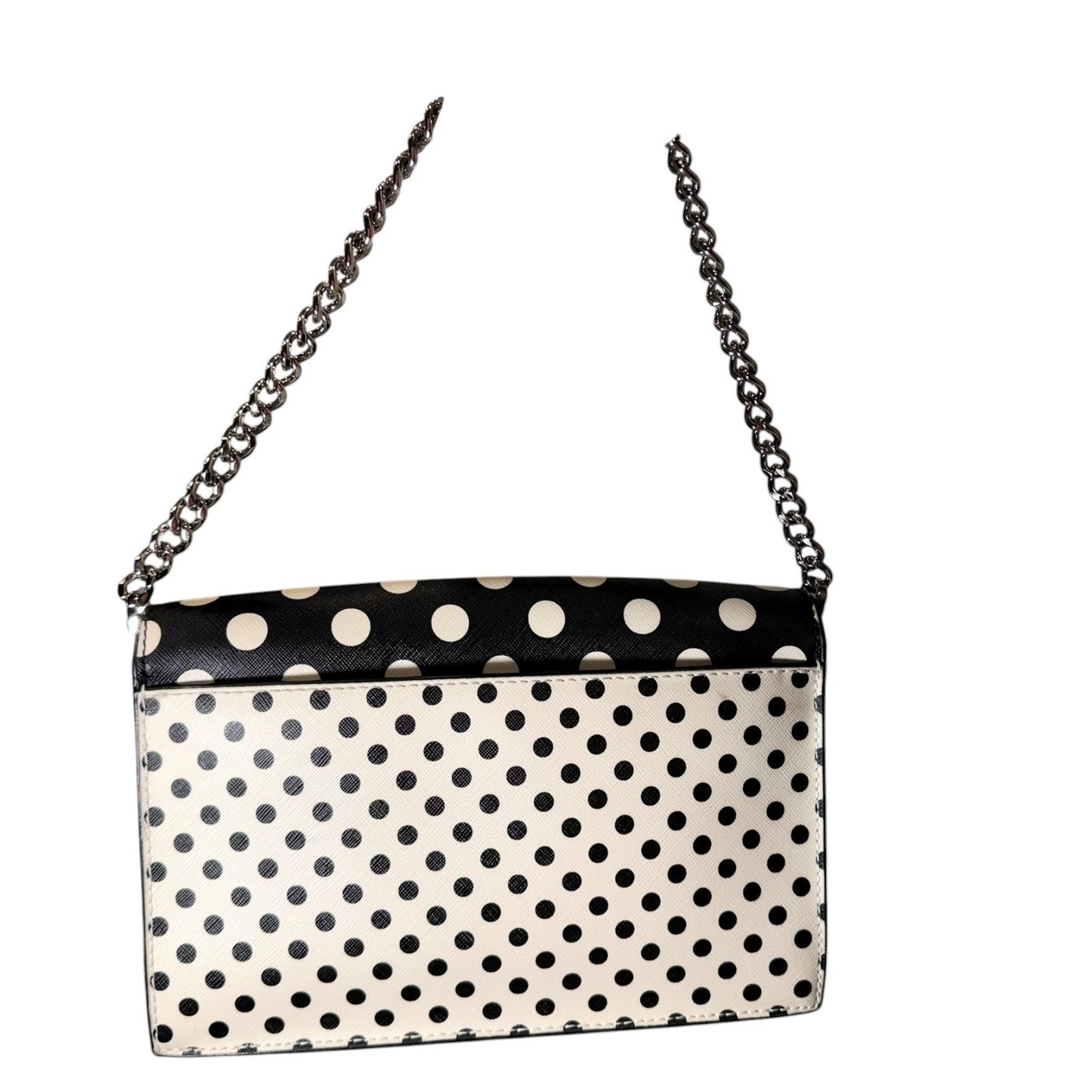 Kate Spade Polka Dot Chain Shoulder Bag Crossbody Clutch Black White Evening Purse Women's