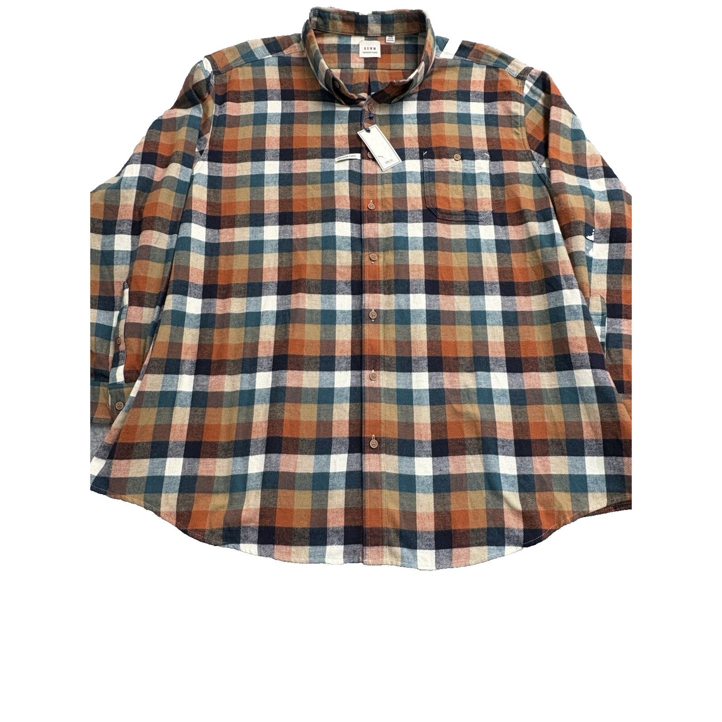 NWT's ROWM Portuguese Button Down Multi Men's Orange, Blue, White 4XB $89.50