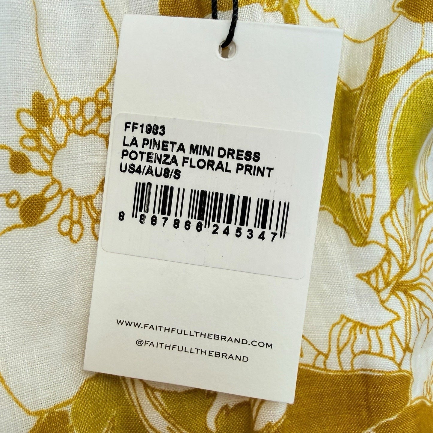 Faithfull The Brand Floral Sleeveless Dress Yellow White Side Cutouts US 4 Women's