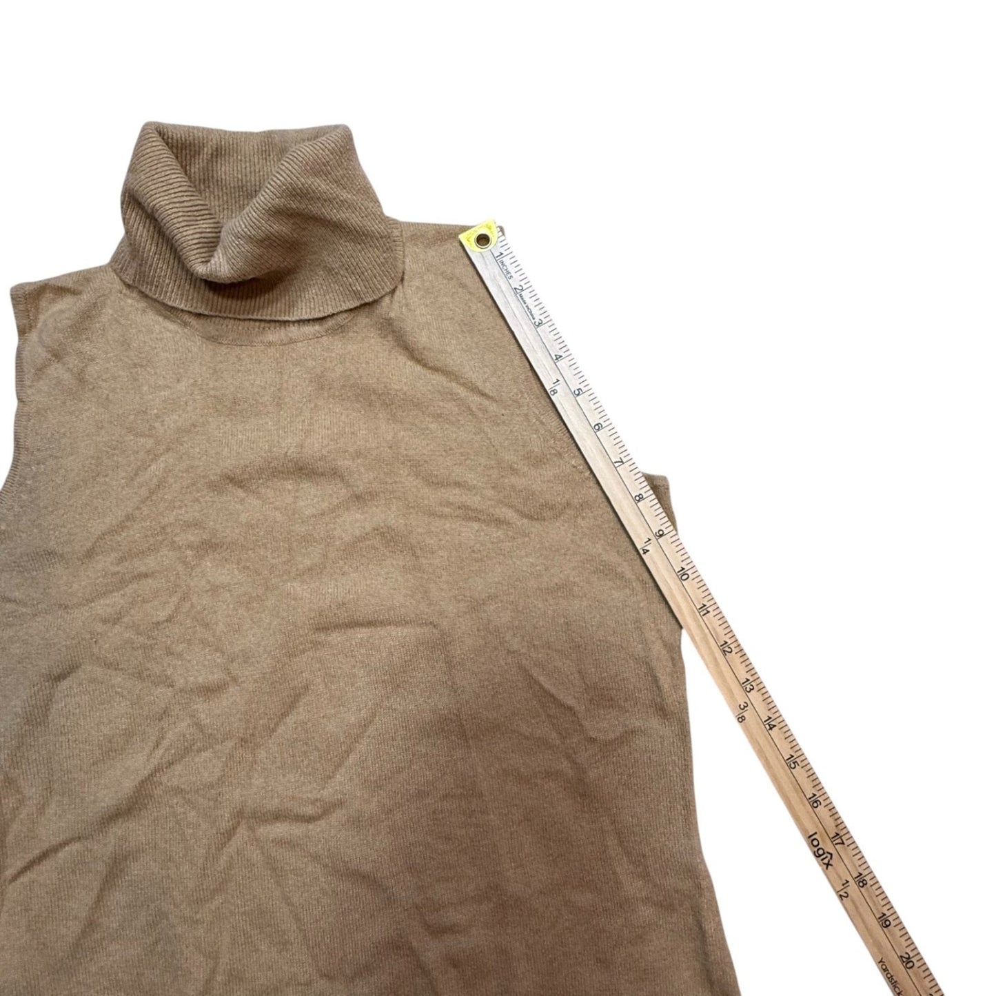 Y2K Doncaster Collection Beige Cashmere Sleeveless Turtleneck Size S Women's Blouse