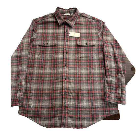 NWT ROWM Big Tall Men's Flannel 3XT Gray, Red, White, Black Button Down Long Slv