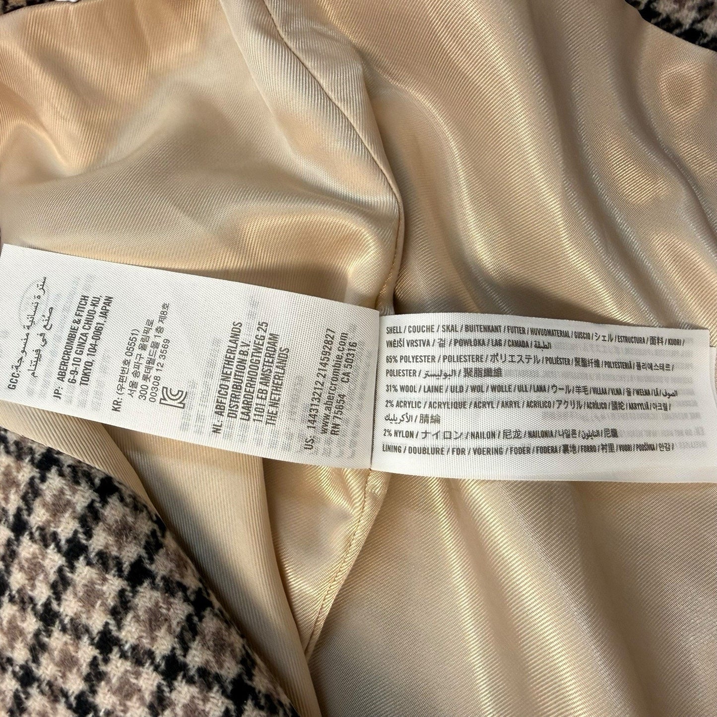 Abercrombie & Fitch Houndstooth Long Coat XST Dad Coat Women's