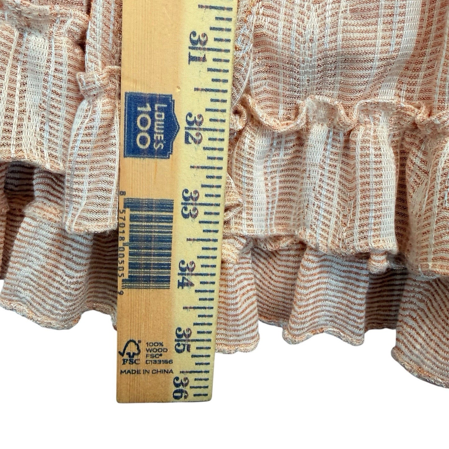 MISA Los Angeles Ruffle Tiered Mini Dress Peach Stripe Size M Women's