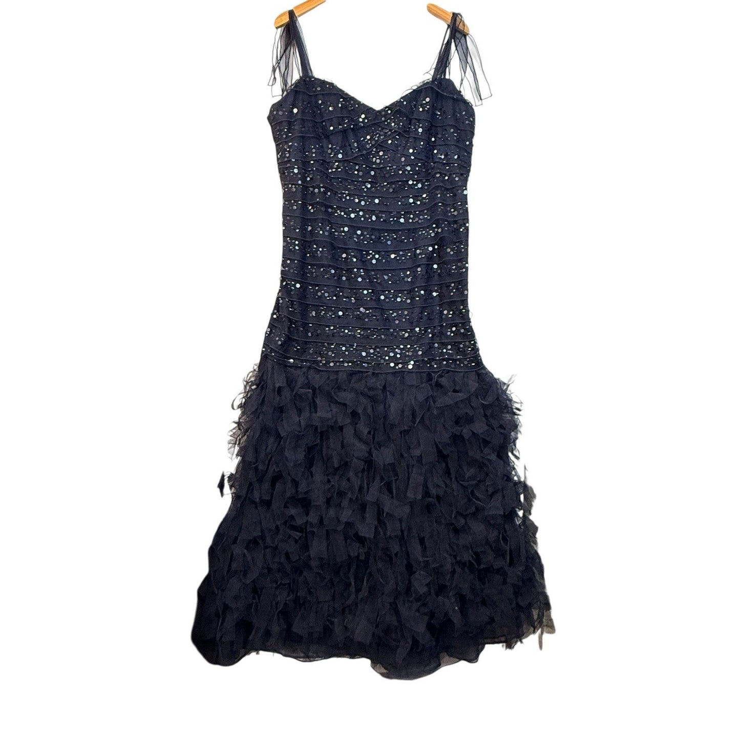 Liancarlo Couture Silk Beaded Navy Dress 18 Neiman Marcus Women's