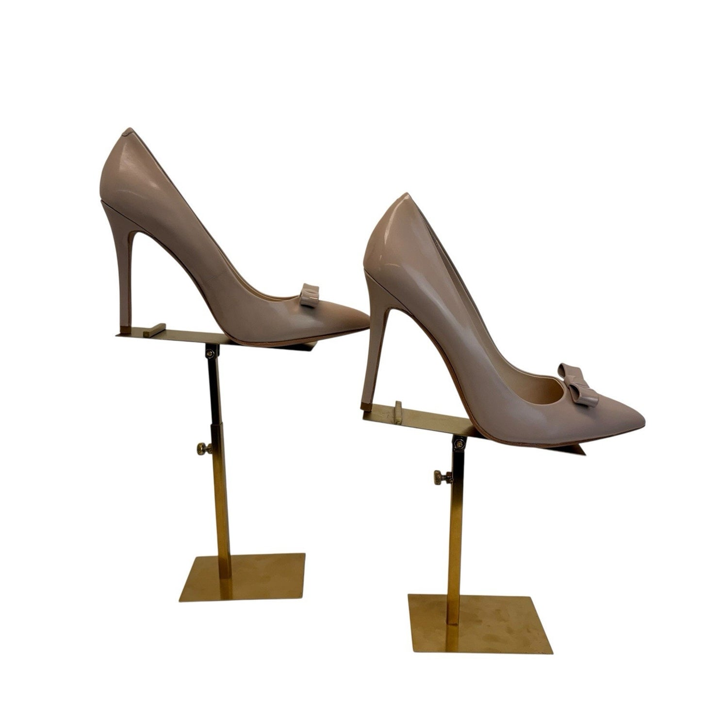 Women's Coach Hallie Patent Pump 8.5B Grey Birch Bow Heels NIB Luxury Shoes