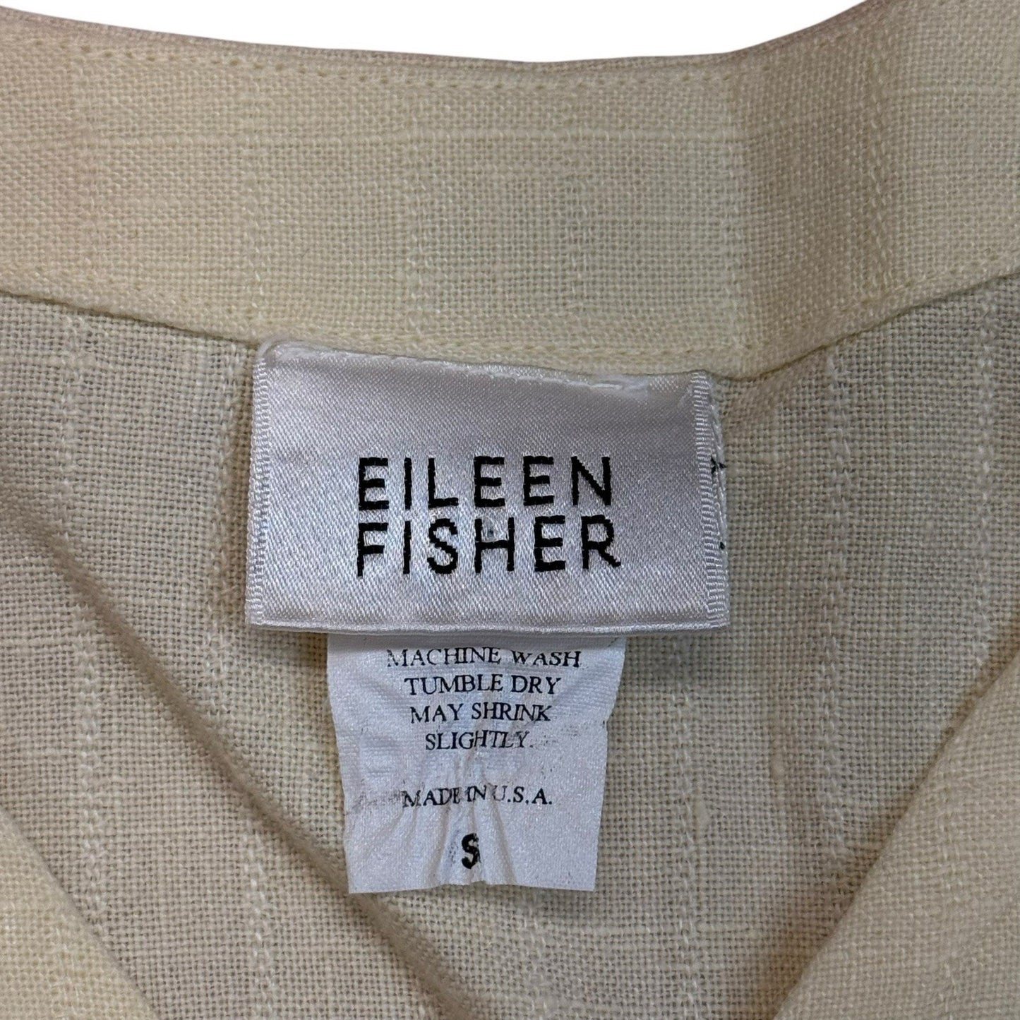 VINTAGE Women's S Eileen Fisher Sheer Linen Short Sleeve Blouse