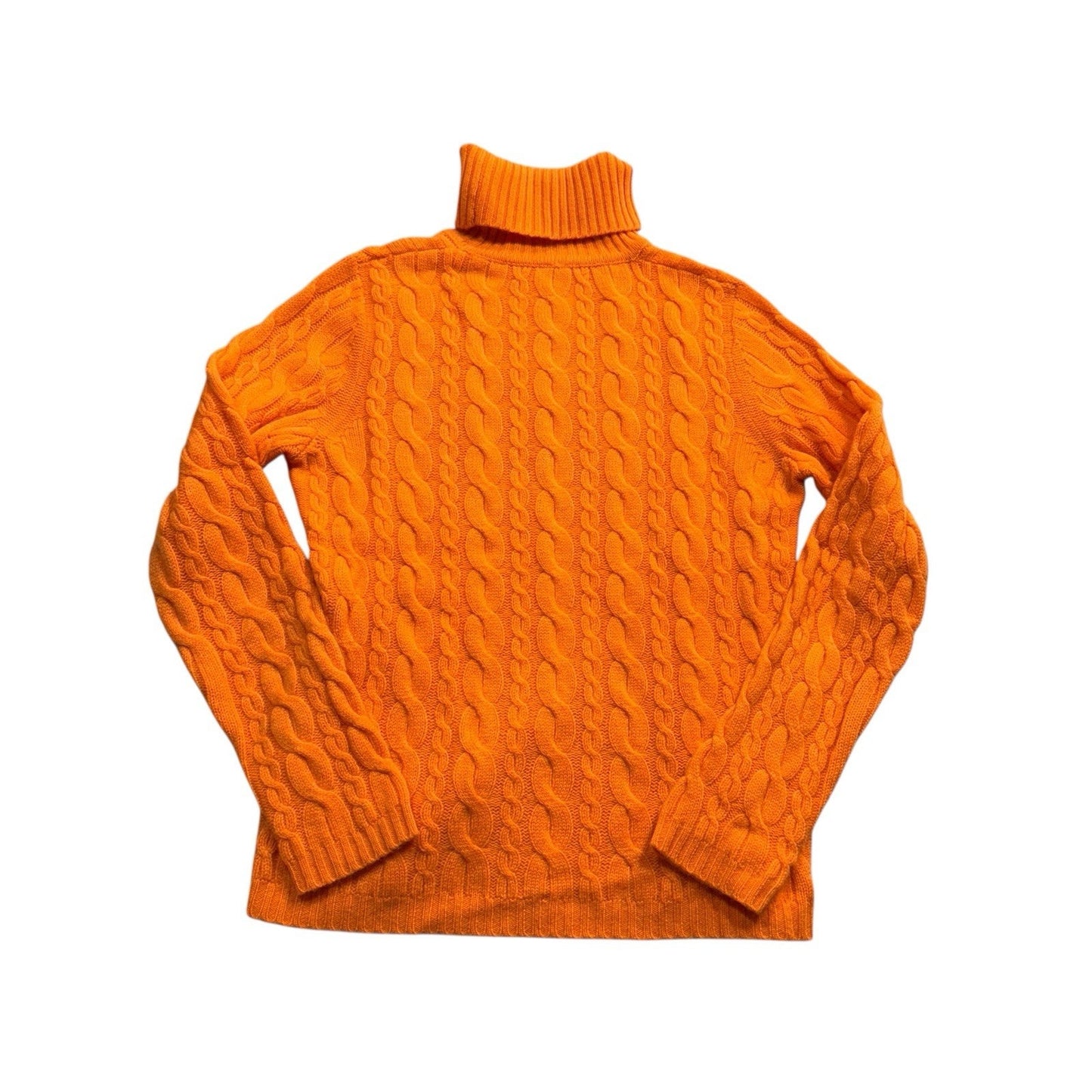 VTG Don Caster Sports Women’s 100% Cashmere Cable Knit Turtleneck Sz S Orange Sweater