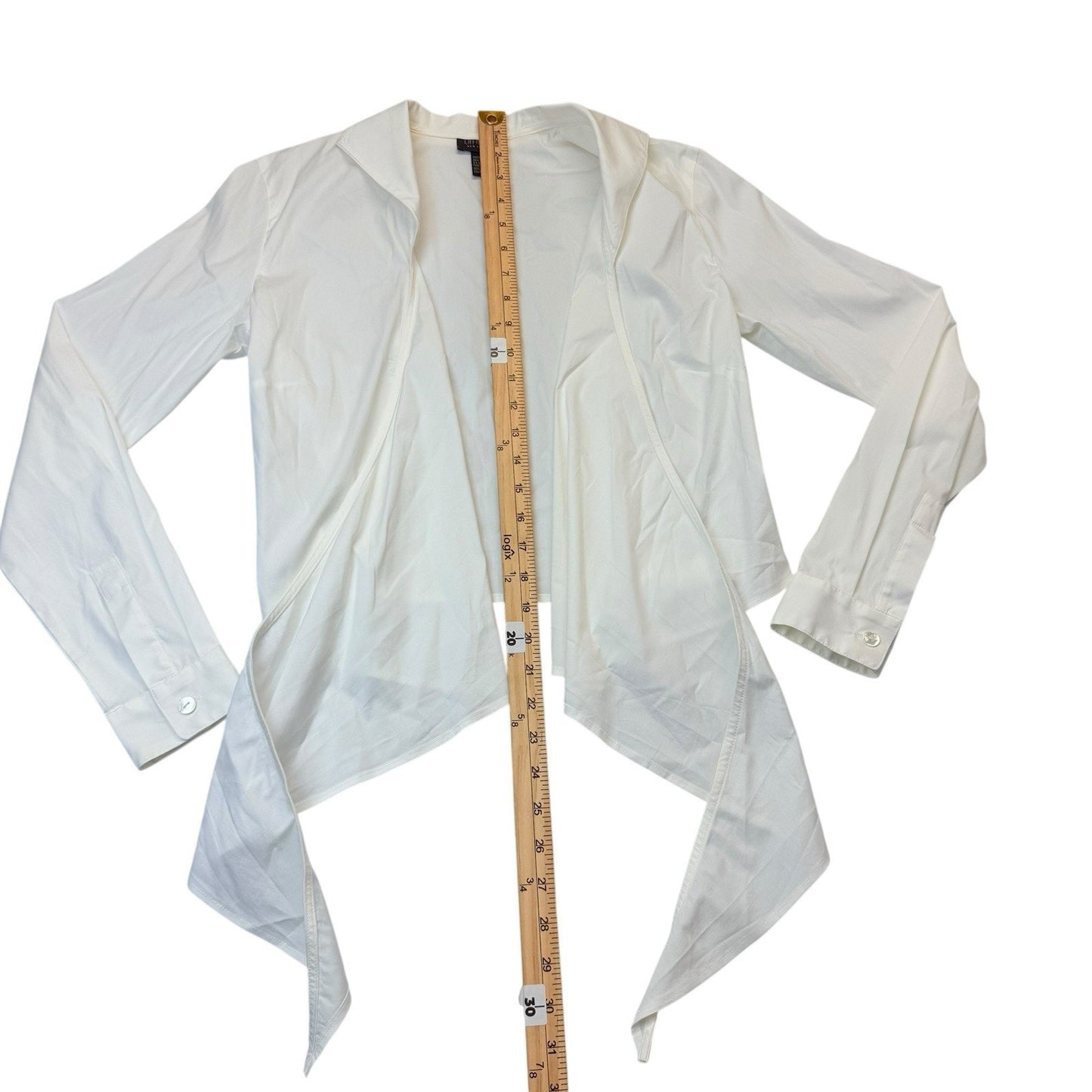 Lafayette 148 White Draped Open Front Cardigan Size 4nItaly Fabric Women's