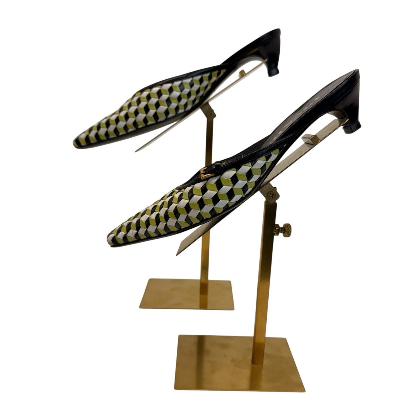 Prada Geometric Woven Mule Heels Pointed Toe Y2K Italy EU 35.5 Women's