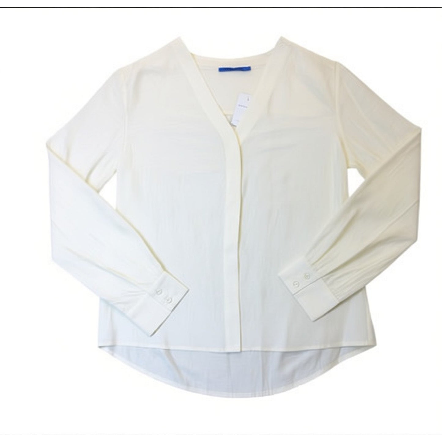 Women's NWT J.McLaughlin Off-White Button Front Blouse Long Sleeve Top Size S