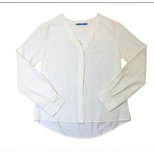 Women's NWT J.McLaughlin Off-White Button Front Blouse Long Sleeve Top Size S