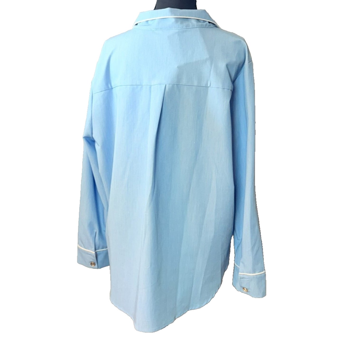 NEW Buru Women's Size XL Blue Button-Up Collared Shirt w/ Single Chest Pocket