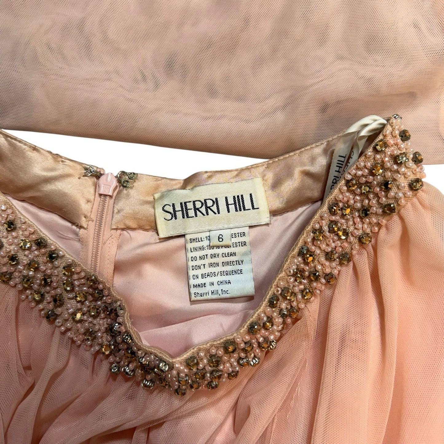 Sherri Hill Size 6 Pink Beaded Two Piece Formal Dress Halter Top A-Line Skirt Women's