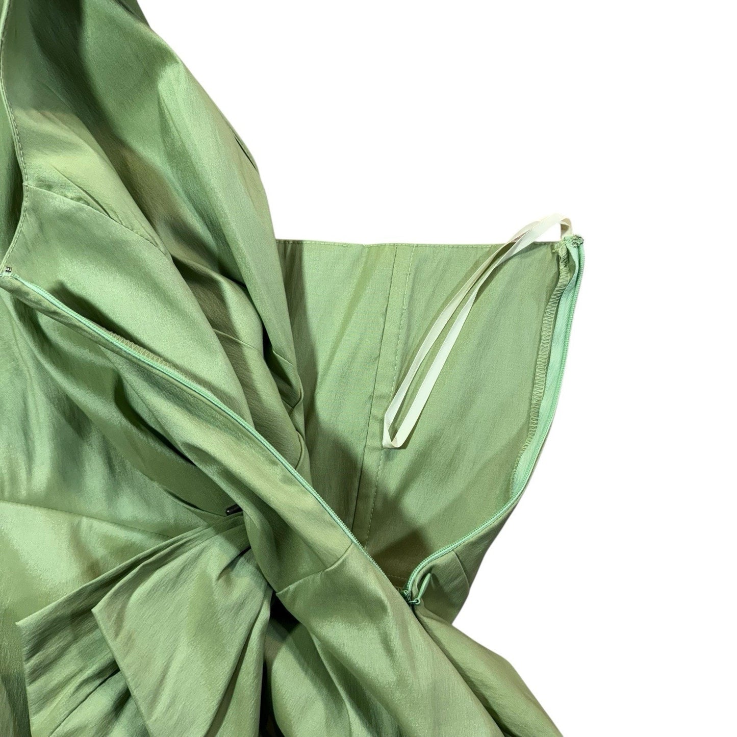 U3 Collection Vintage Sage Green Halter Dress Women’s 12 Satin Bow Made in USA