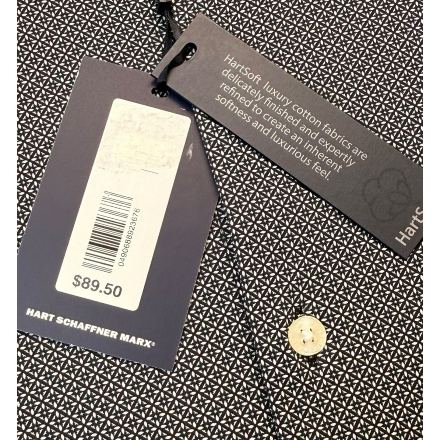 Hart Schaffner Marx Blueprint Shirt XXL NWT HartSoft Luxury Cotton Gray/Black Men's Polo's