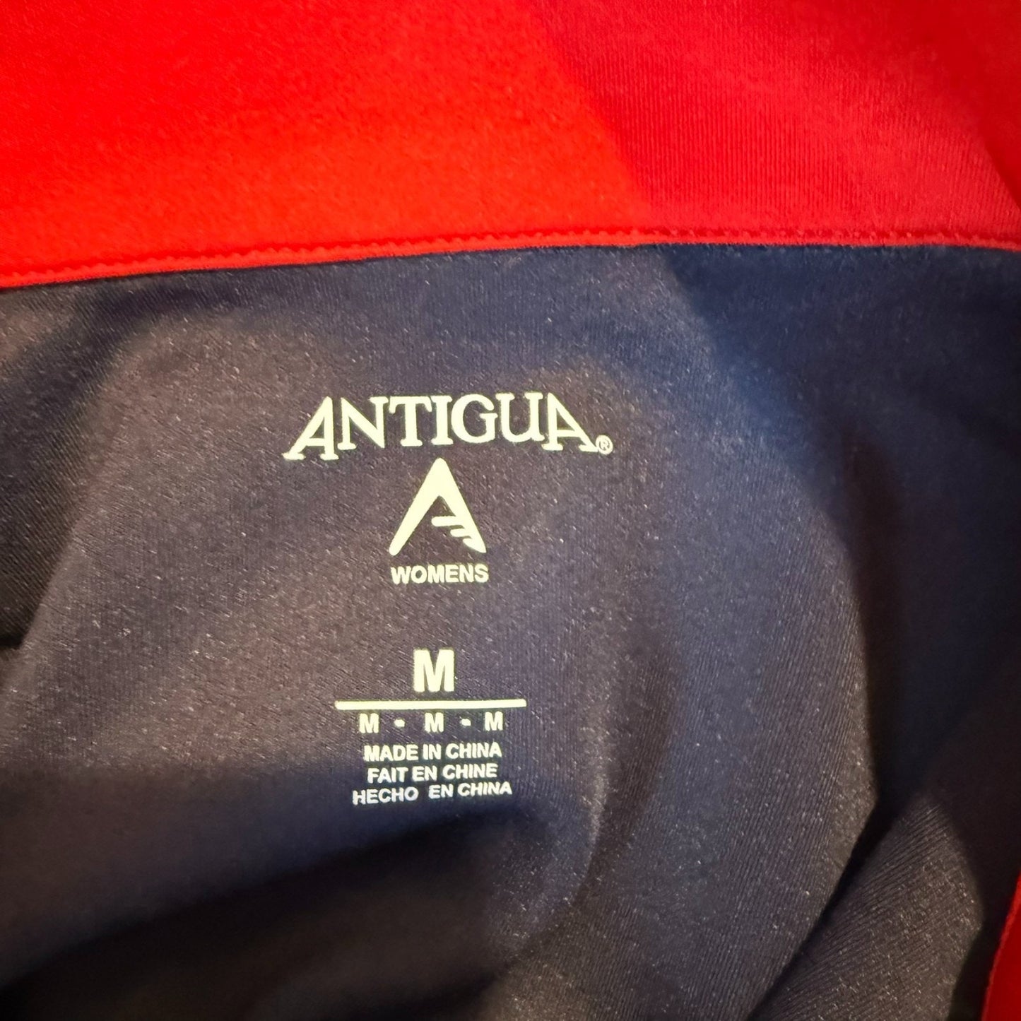 Antigua Women’s Medium Navy Full Zip Jacket Red Trim Performance NWT