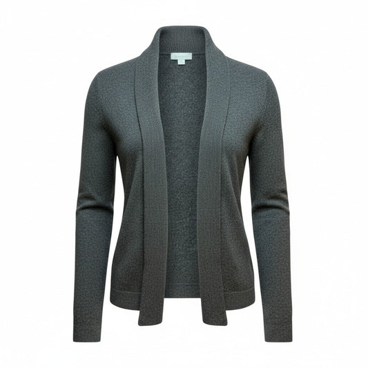 Y2K Carlisle New York 100% Cashmere Gray Open Front Cardigan Size S Women's