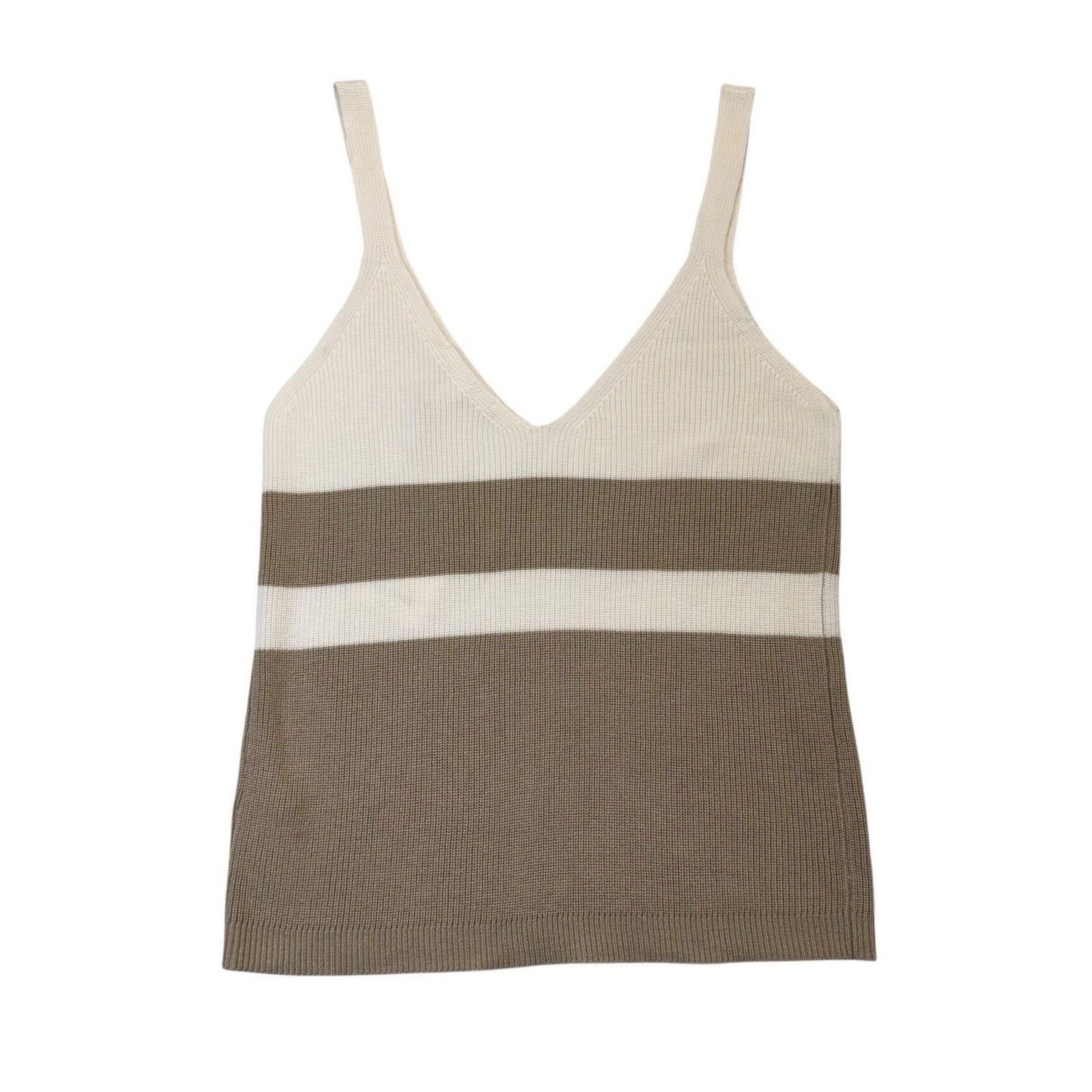 Splendid XS Knit Cami Tank Top Beige Cream Stripe MSRP $118 NWT Blouse Women's