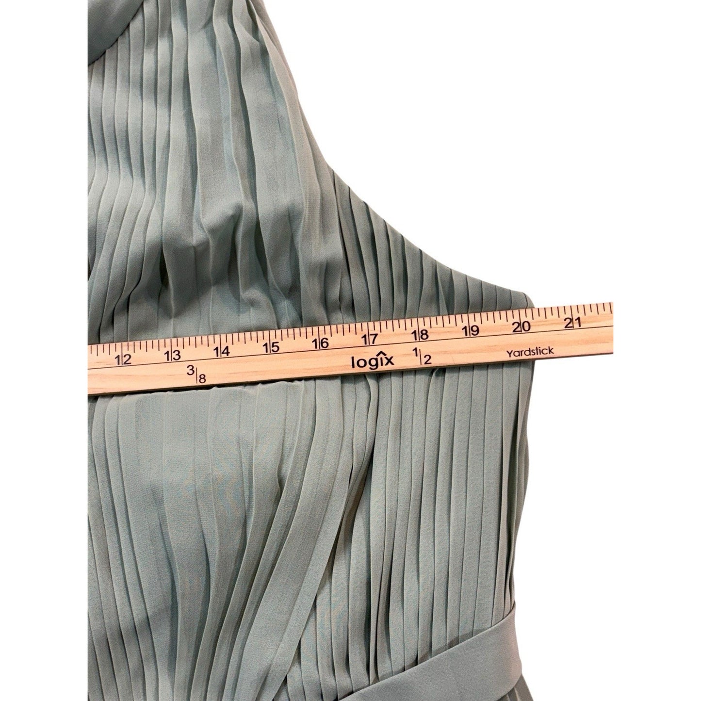 Azazie Women’s A18 Dusty Sage Halter Pleated Chiffon Gown Bridesmaid Dress