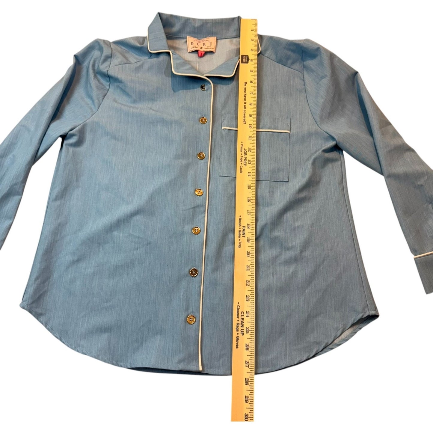 NEW Buru Women's Size Large Blue Modern Casual Loungewear Long-Sleeve Blouse