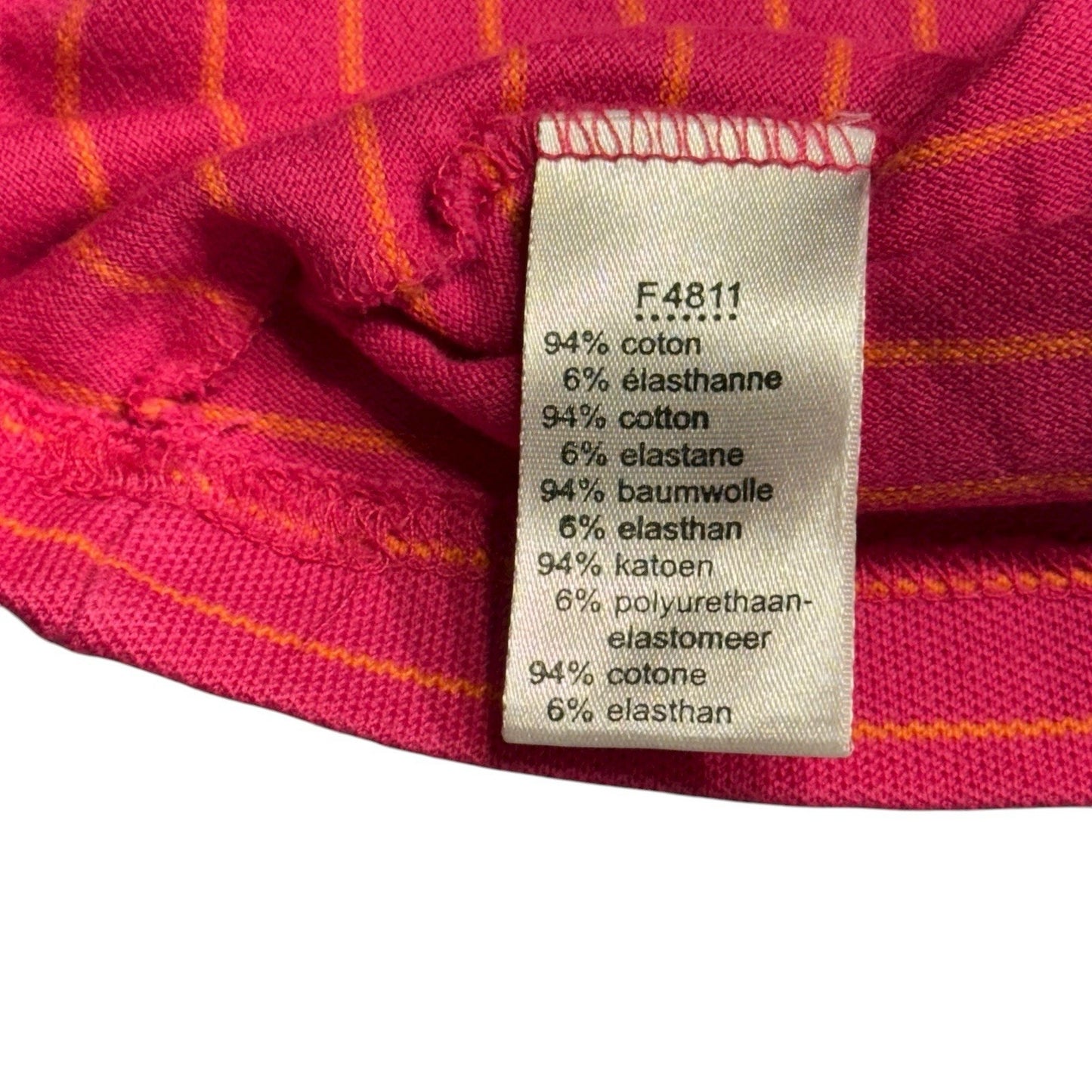 Lacoste Pink Orange Stripe Blouse Sleeve Polo Shirt Women’s Size 36 Cotton