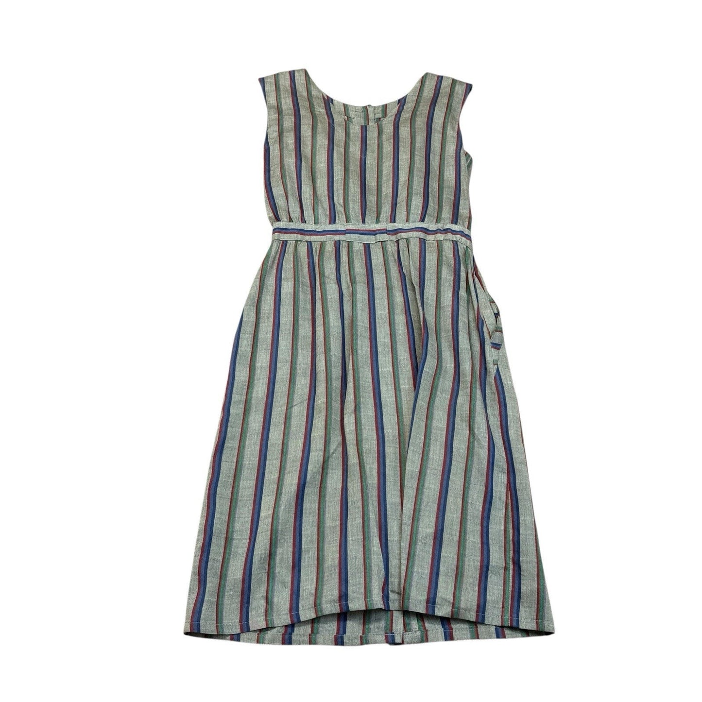 Vintage Alexander Julian Striped Cotton Midi Dress USA Size 6 Women's