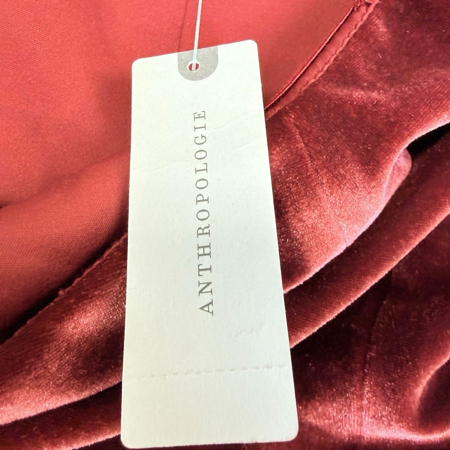 Anthropologie Hutch Velvet Dress Size 6 Red Square Neck NWT Women's