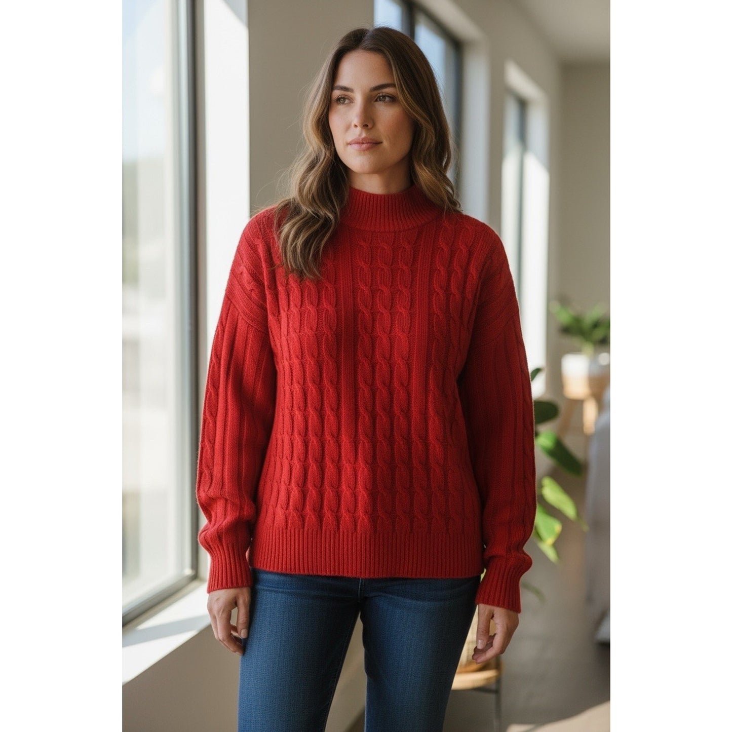 VTG Neiman Marcus Women’s Red 100% Cashmere Cable Knit Sweater Size L