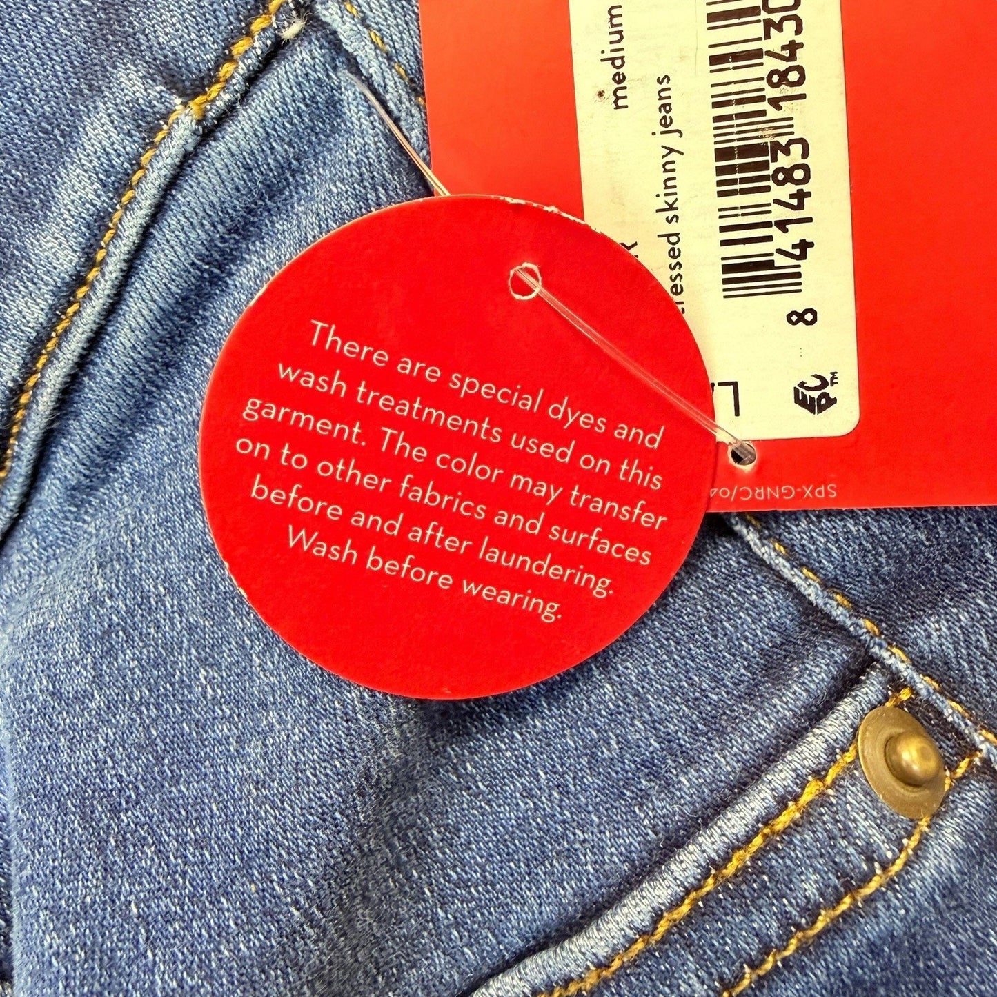 SPANX Pull On Skinny Jeans Blue Stretch Shaping Size Large NWT Women's