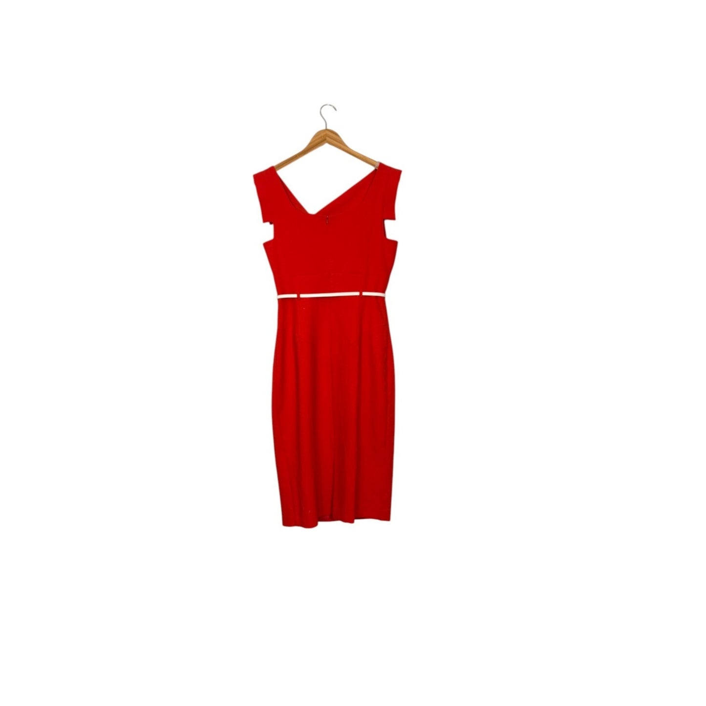 NEW Black Halo Women’s Red Cap Sleeve Belted Pencil Dress Size 10 Business