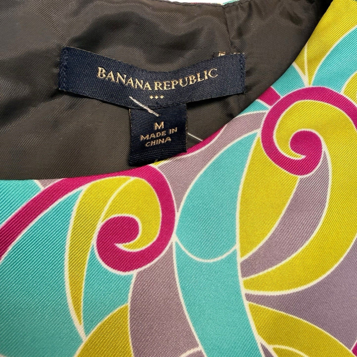 Banana Republic Black Shift Dress Women’s Medium Colorful Psychedelic Print NWT