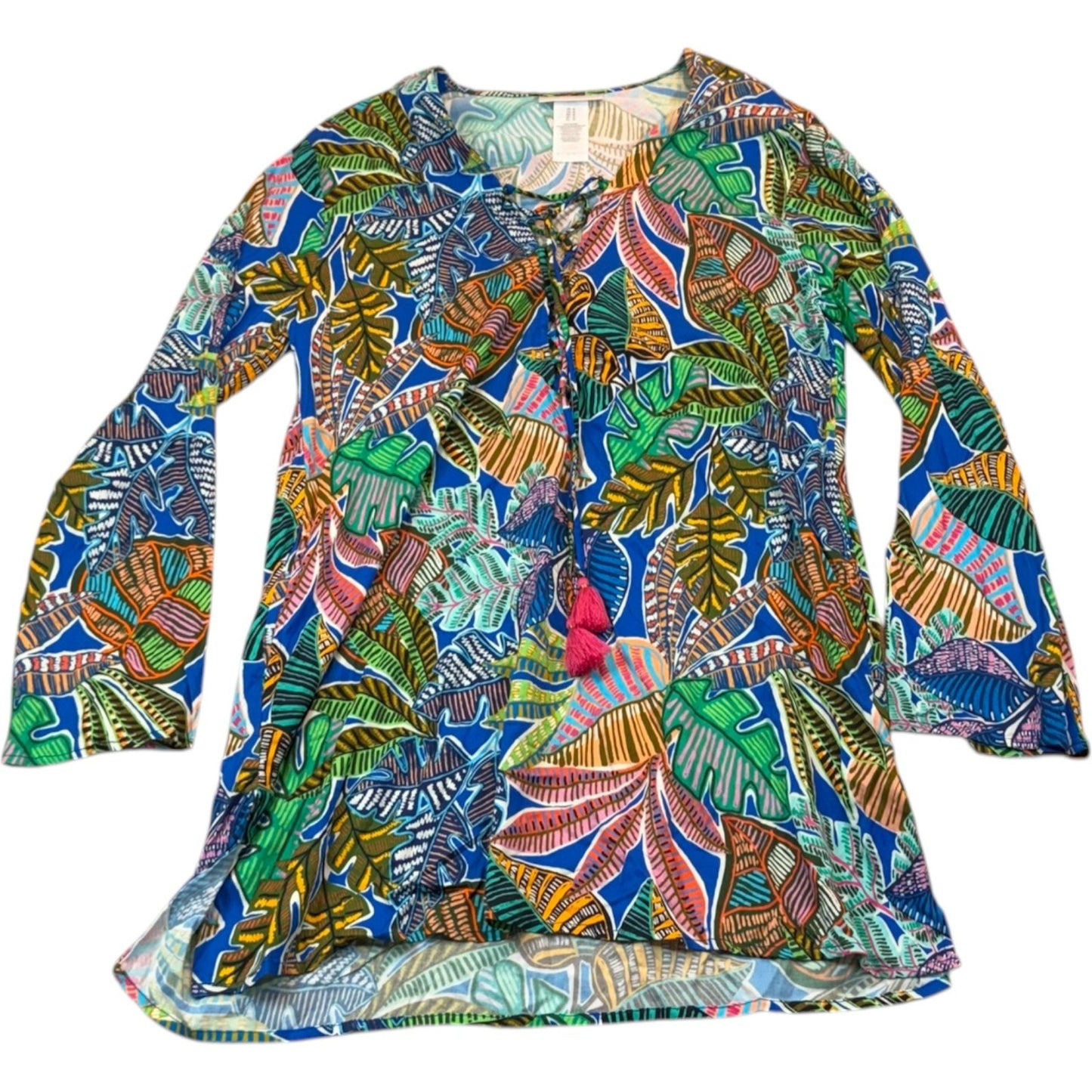 NEW La Blanca Women's Size Medium Leaf Pattern Summer Pullover Blouse