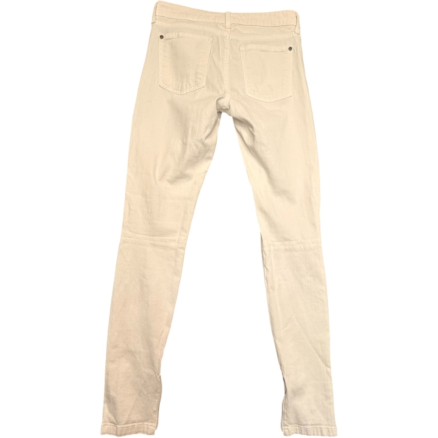 Vince Women's Skinny Jeans Size 28 Cream Ivory Stretch Denim Ankle Zip