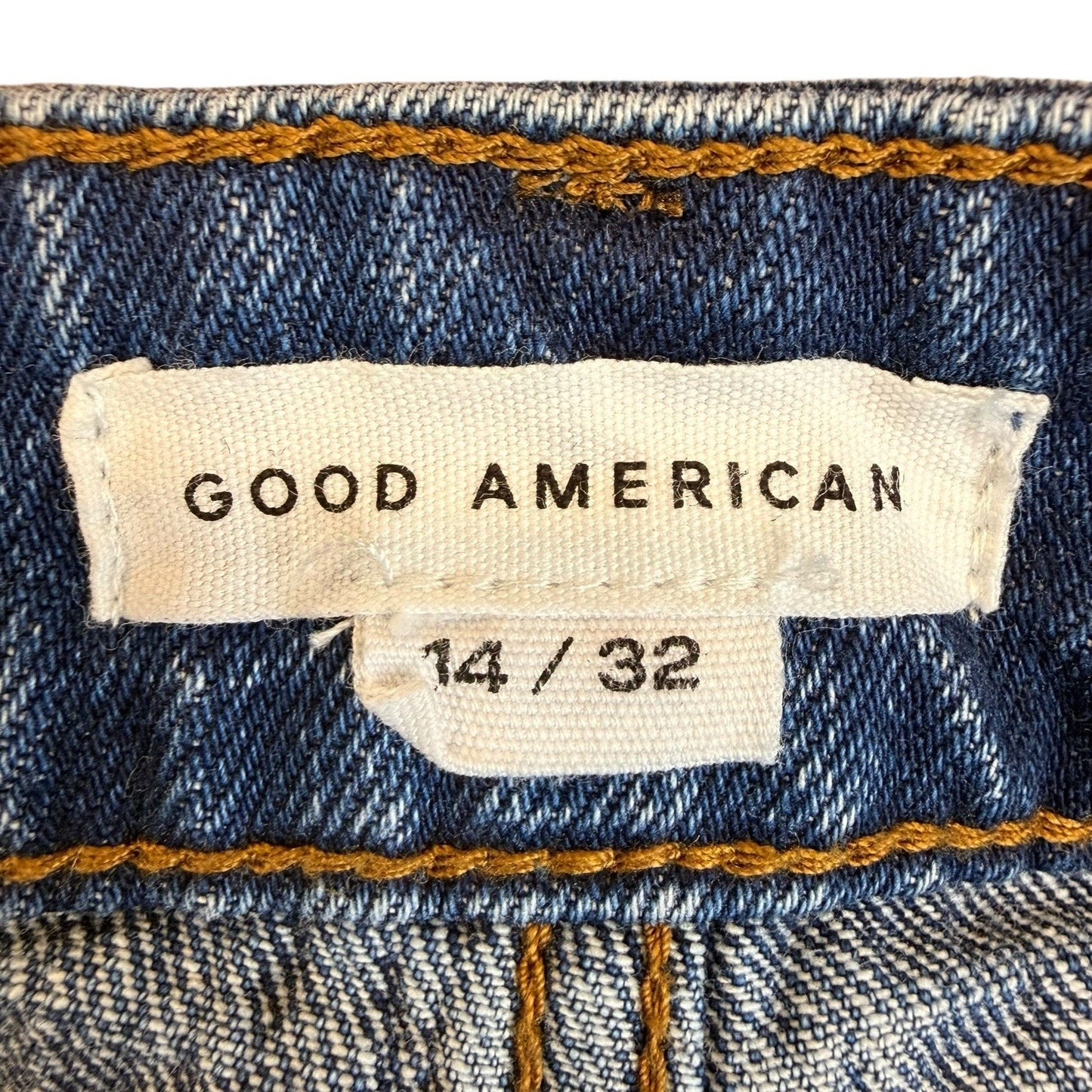 Good American Distressed Denim Shorts Women’s 14/32 High Rise Cutoff