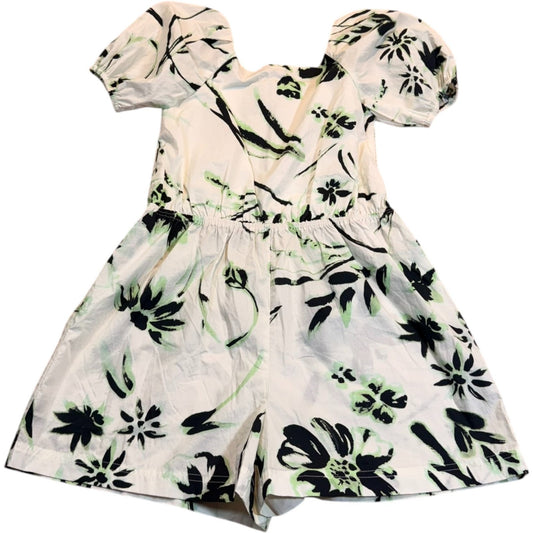 Tanya Taylor Mini Stevie Romper Girl's L Floral Puff Sleeve NWT $145 White