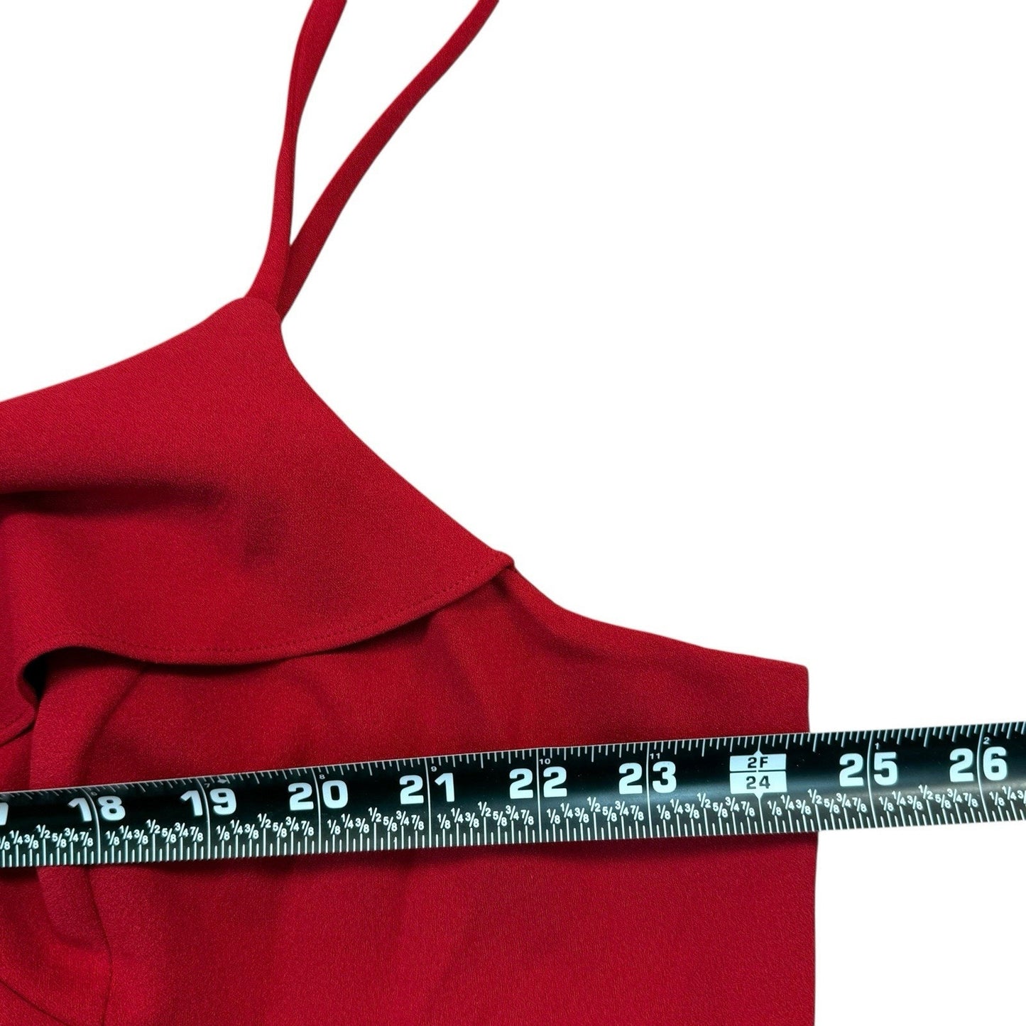 Women's DB Studio Red Midi Dress 26W Plus Ruffle V-Neck Spaghetti Strap NWT