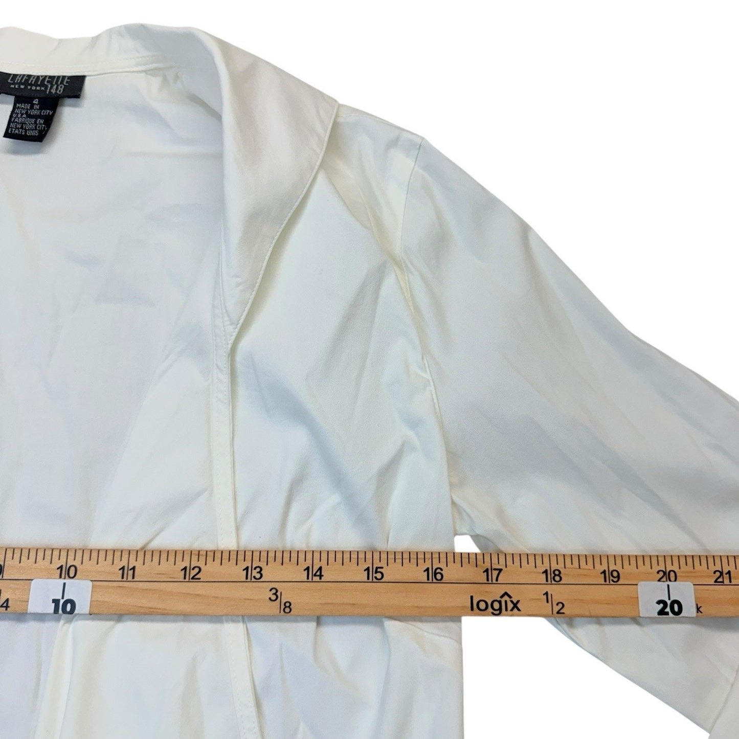 Lafayette 148 White Draped Open Front Cardigan Size 4nItaly Fabric Women's