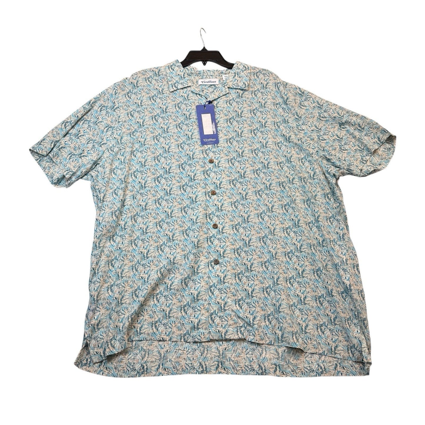 Caribbean Men’s Tropical Shirt XXL NWT Button Front Short Sleeve Vacation Polo's