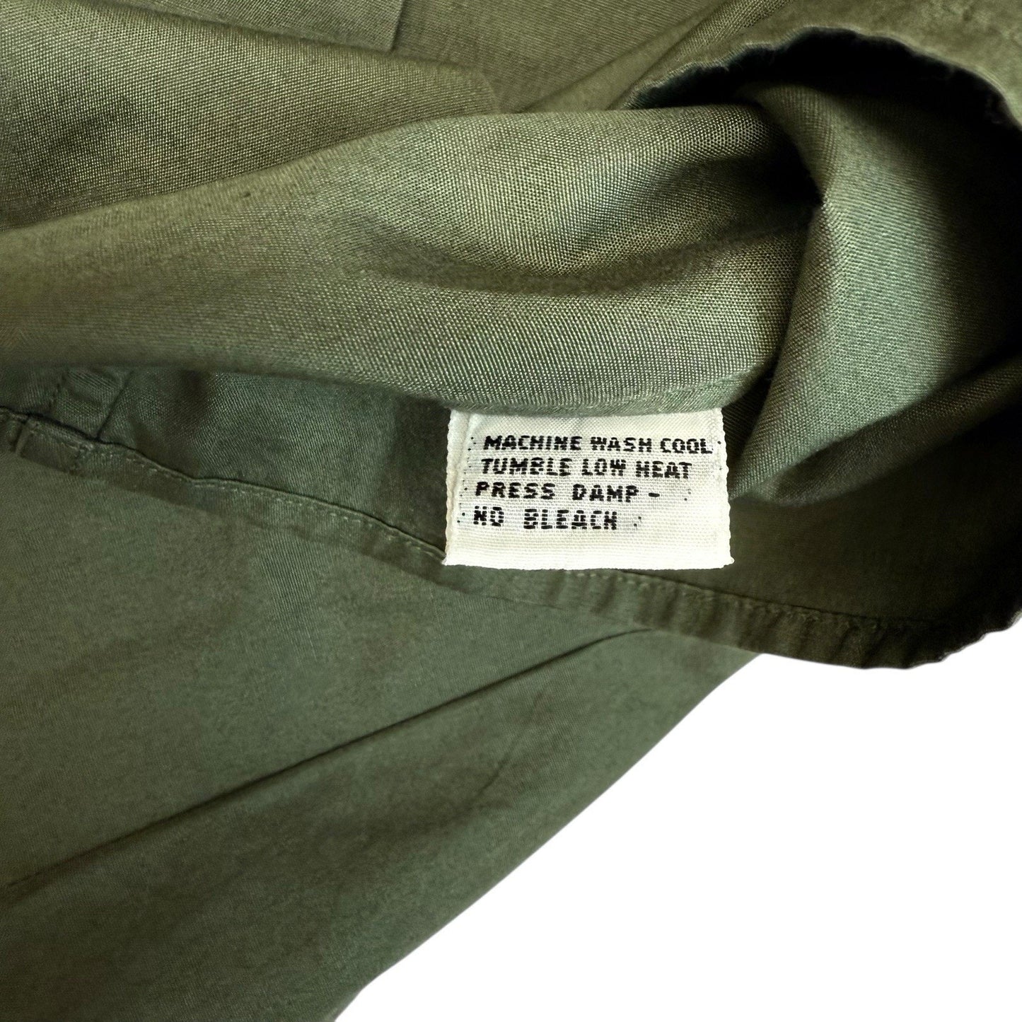 Vintage Perry Ellis Olive Green Ruffle Blouse Hong Kong Cotton Shirt Women's