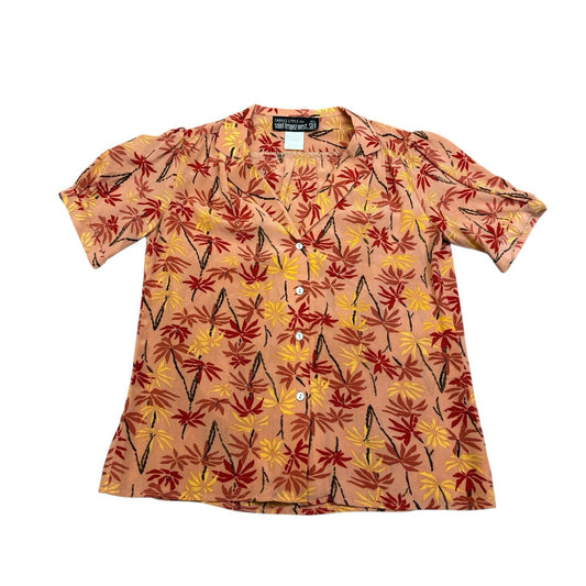Vintage Silk Floral Button-Up Shirt Carole Little Saint Tropez West 90s Resort Women's