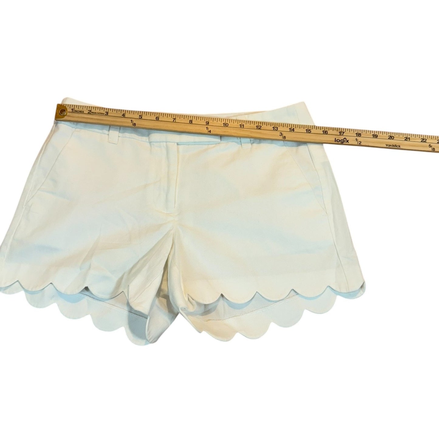 J. Crew Women's Size 4 White Culotte Scallop Hem Shorts with Pockets - NEW