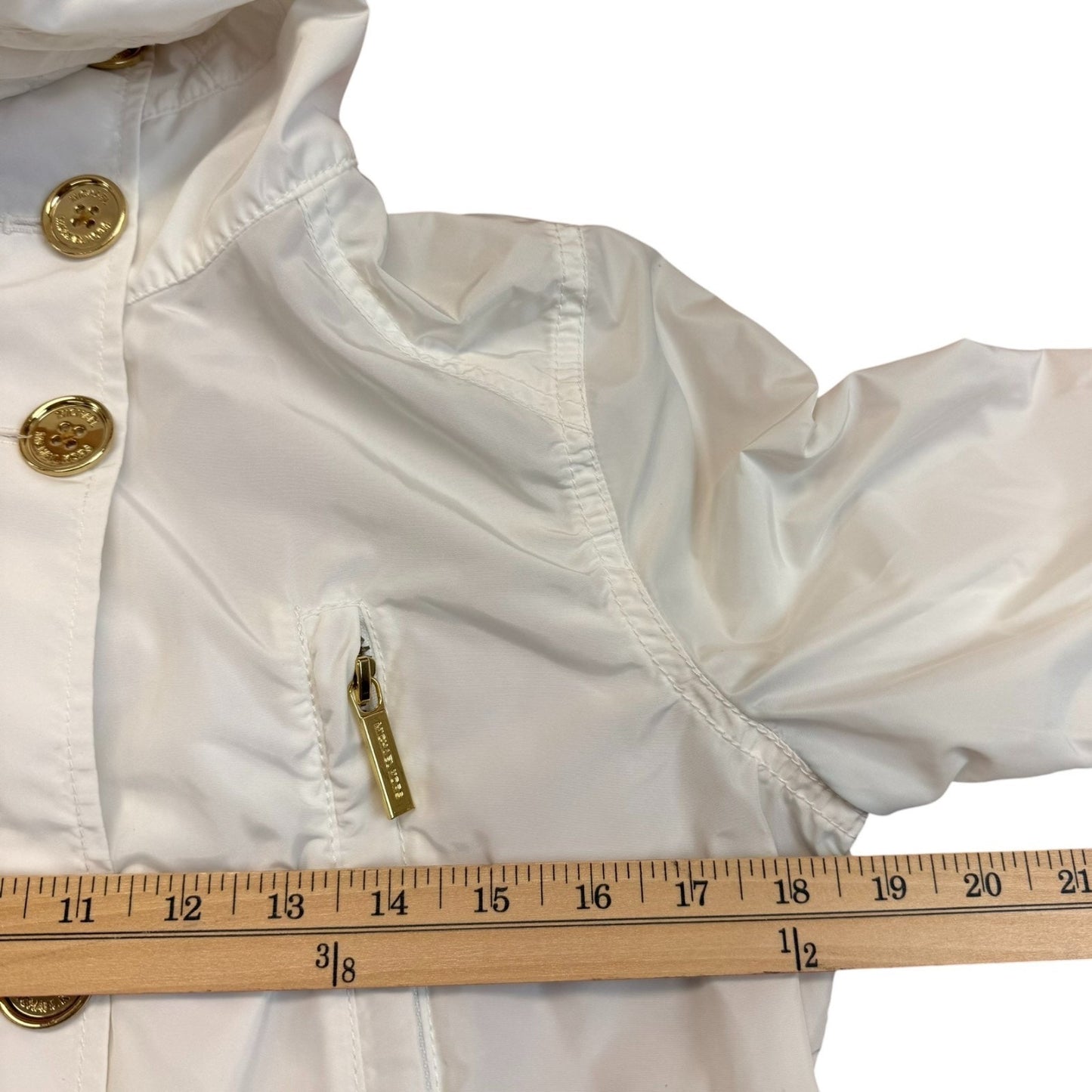 Michael Kors White Lightweight Rain Jacket Women’s Small Hooded