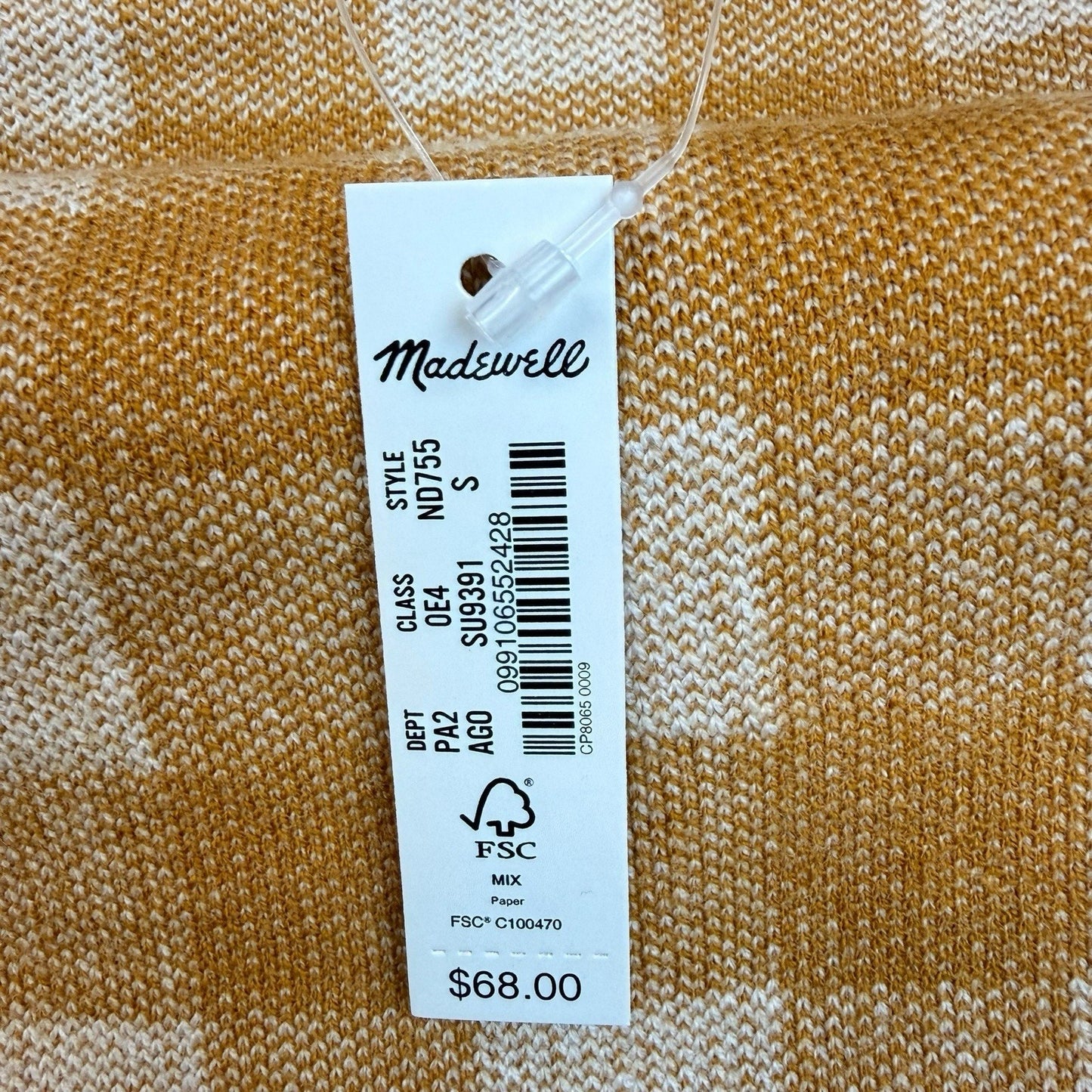 Madewell Gingham Knit Tank Top Women's S Brown White Cami NWT Blouse