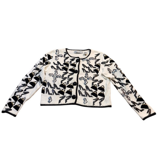 Vintage Michael Simon New York Sweater Women's Small White Black Art Knit